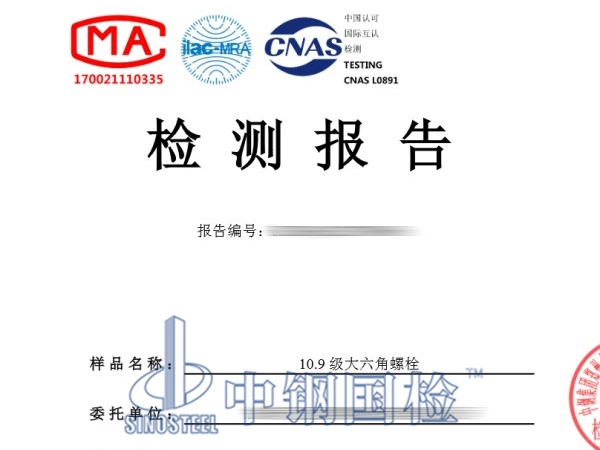 10.9級大六角螺栓檢測報告